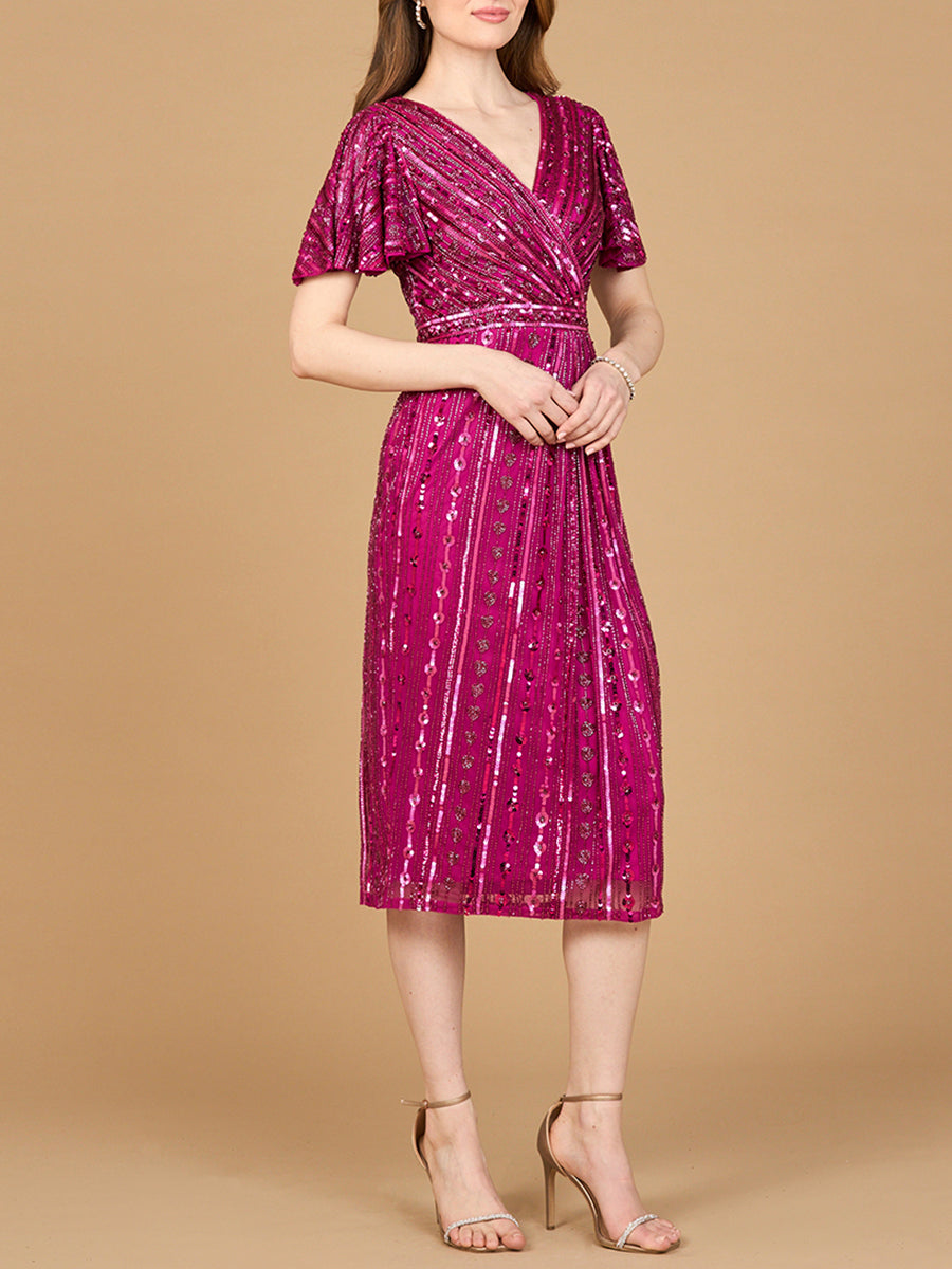 Lara Dresses 28902 Short Beaded Midi Length Mother of the Bride Dress