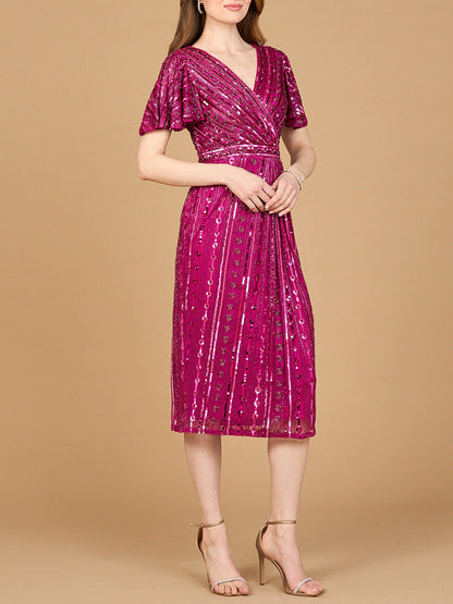 Lara Dresses 28902 Short Beaded Midi Length Mother of the Bride Dress