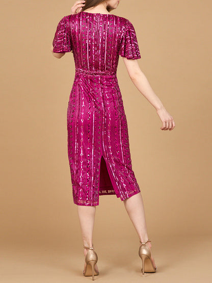 Lara Dresses 28902 Short Beaded Midi Length Mother of the Bride Dress