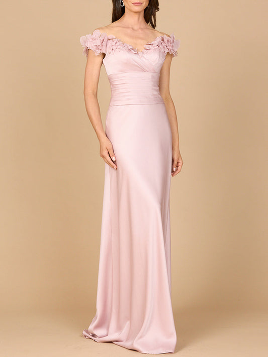Lara Dresses 28917 Long 3D Floral Applique A Line Formal Dress