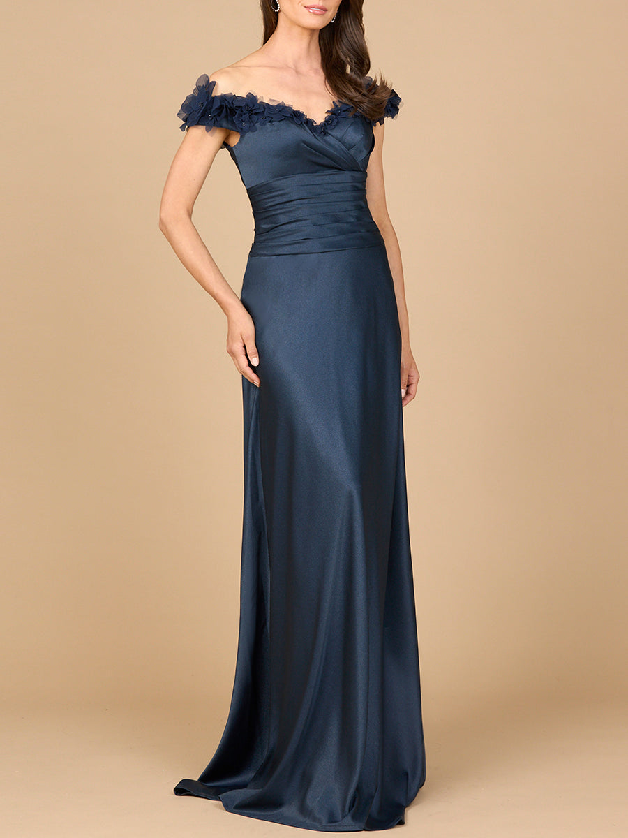 Lara Dresses 28917 Long 3D Floral Applique A Line Formal Dress