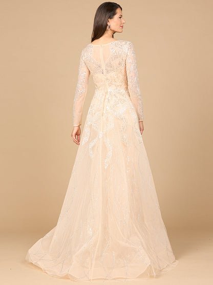 Lara Dresses 28933 Long Lace Formal Overskirt Evening Dress