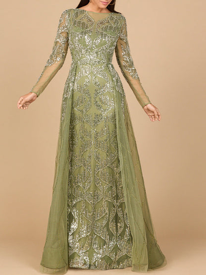 Lara Dresses 28933 Long Lace Formal Overskirt Evening Dress