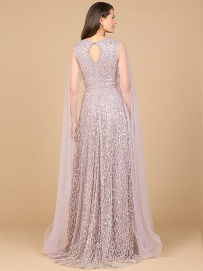 Lara Dresses 28944 Beaded Long Formal Mother of the Bride Cape Dress