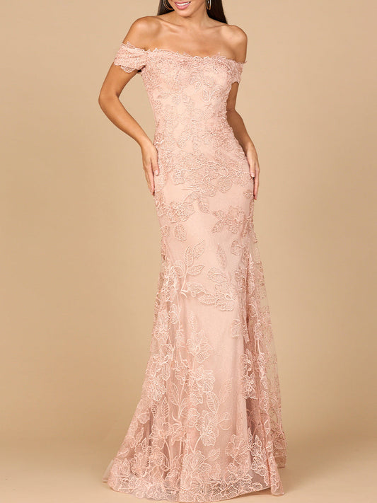 Lara Dresses 28970 Long Formal Fitted Mermaid Lace Prom Dress