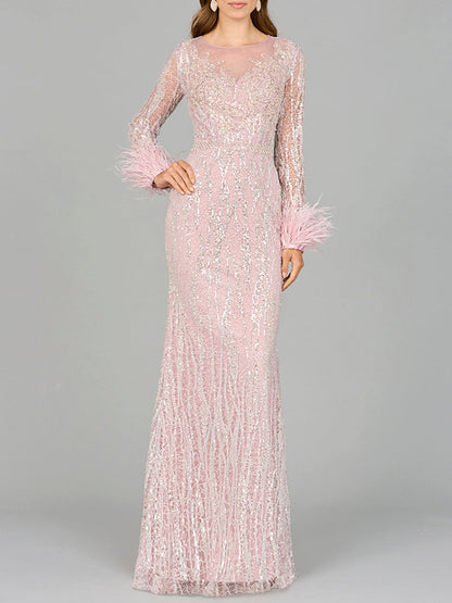 Lara Dresses 29049 Long A Line Mother of the Bride Feather Dress