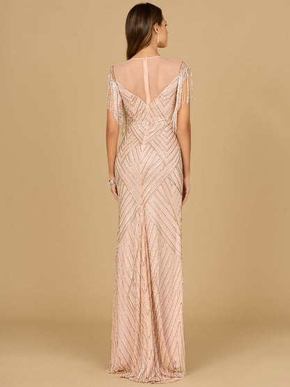 Lara Dresses 29053 Long Formal Beaded Fringe Evening Dress