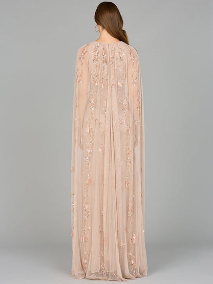 Lara Dresses 29086 Long Formal Cape Beaded Evening Dress