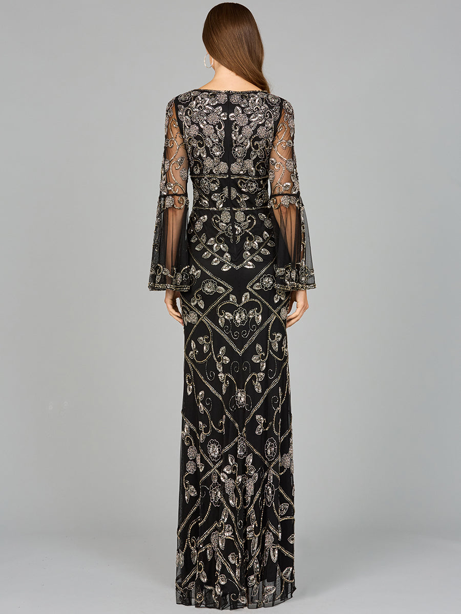 Lara Dresses 29088 Long Sleeve Beaded Formal Evening Dress
