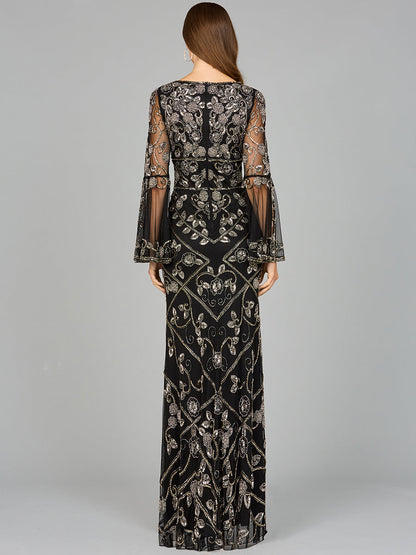 Lara Dresses 29088 Long Sleeve Beaded Formal Evening Dress
