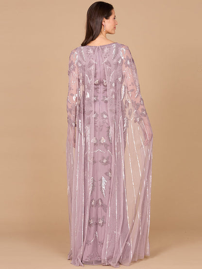 Lara Dresses 29090 Long Formal Beaded Cape Evening Dress