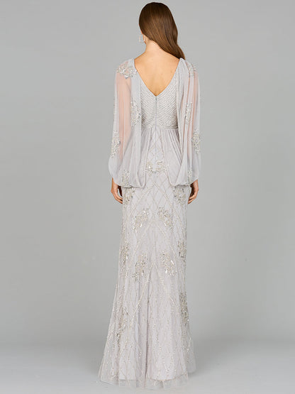 Lara Dresses 29095 Long Formal Beaded Cape Evening Dress