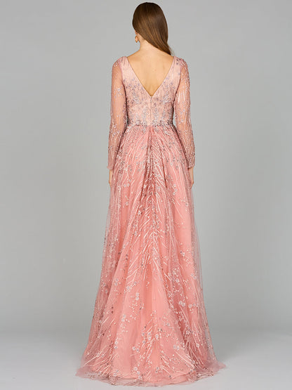 Lara Dresses 29139 Long Formal Lace Mother of the Bride Fitted Dress
