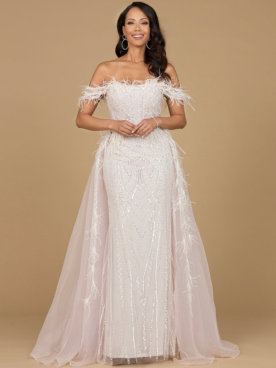 Lara Dresses 29161 Long Formal Beaded Overskirt Evening Dress