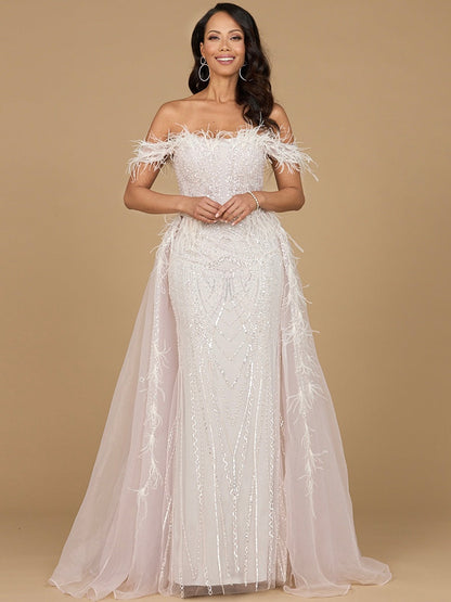 Lara Dresses 29161 Long Formal Beaded Overskirt Evening Dress