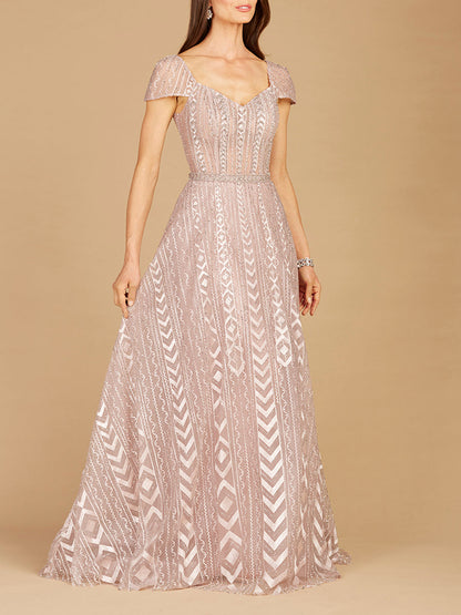 Lara Dresses 29301 Long Ball Gown Beaded Lace Evening Gown