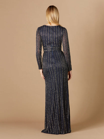 Lara Dresses 29343 Long Beaded Sequin Formal Evening Dress