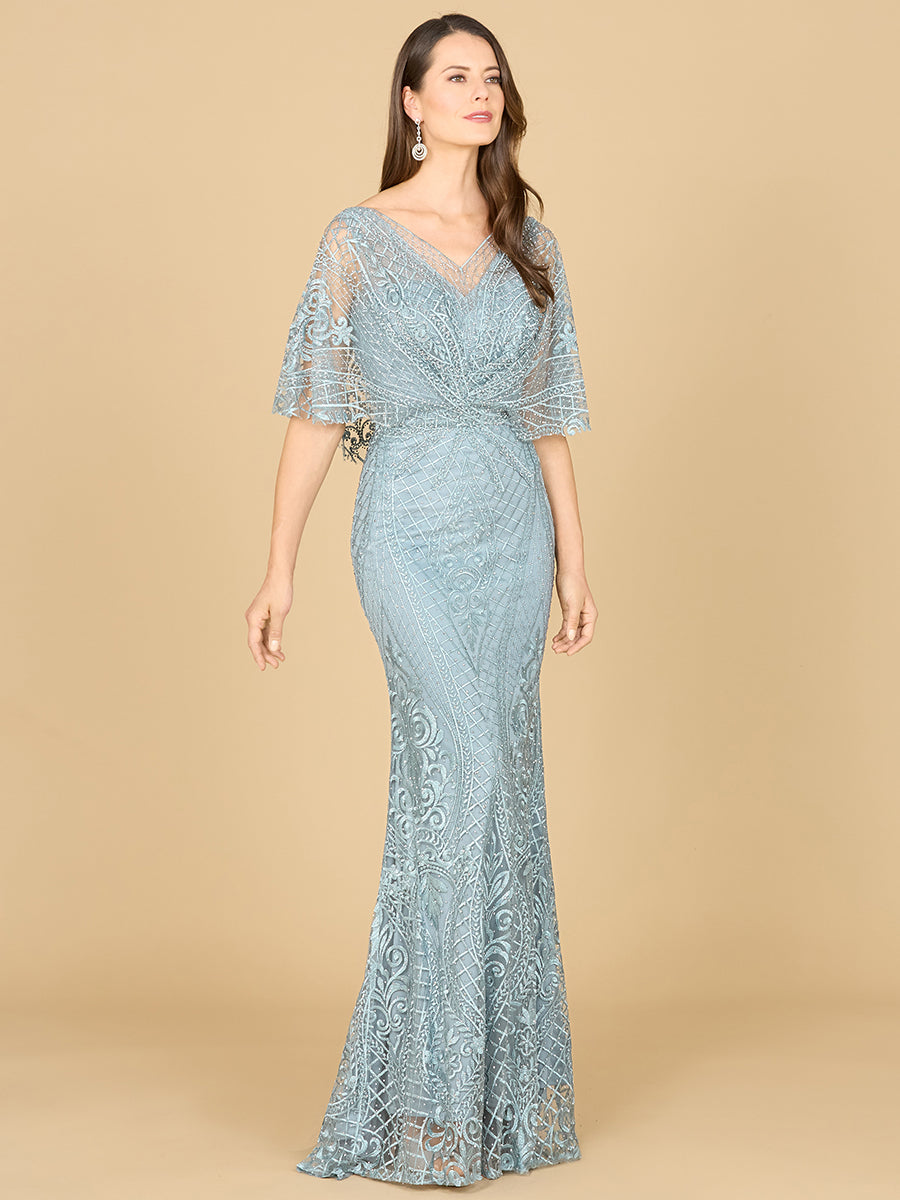 Lara Dresses 29673 Floral Pattern Long Mother of the Bride Lace Dress