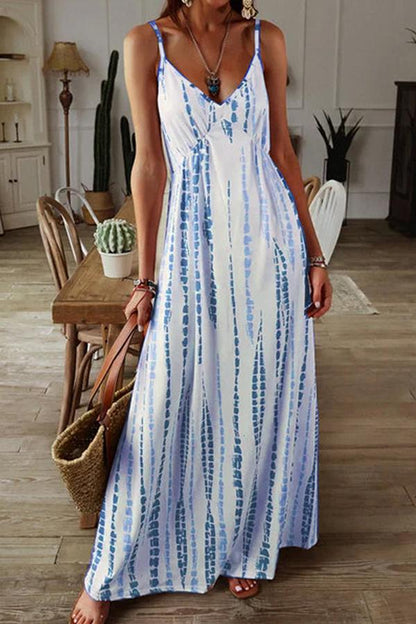 Tie-dye V-neck Bohemian Maxi Dress