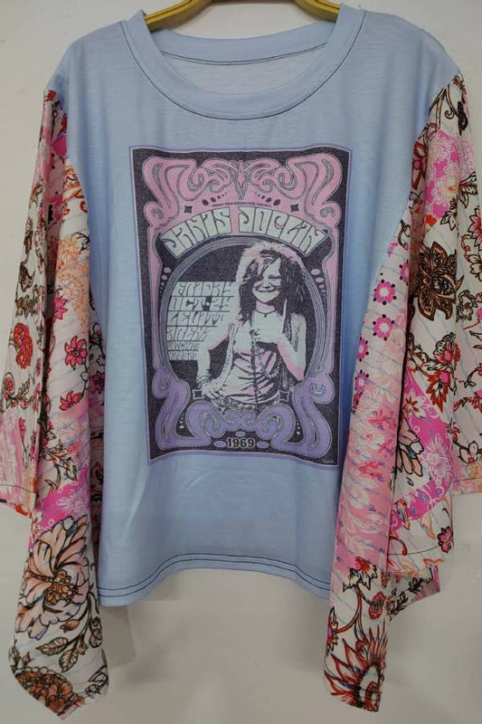 Vintage Print Sleeve Portrait Top