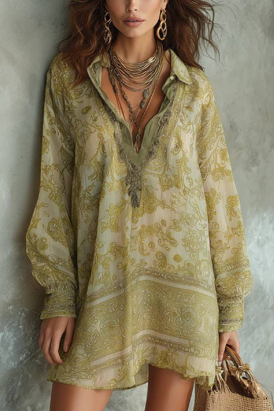 Bohemian Print Flowy Mini Dress