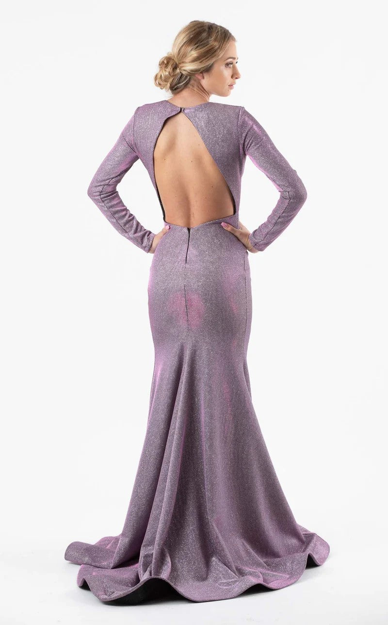 Jessica Angel 301 Long Sleeve Formal Fitted Evening Glitter Dress