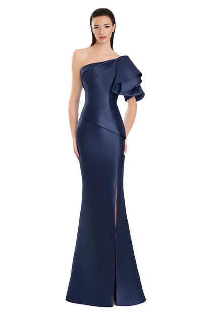 Alexander by Daymor 3051S25 Long Evening Gown Slit Formal Pleated Dress