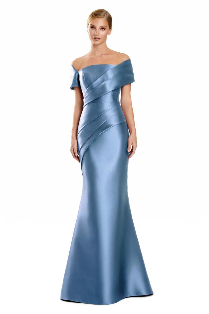Alexander by Daymor 3134F25 Fitted Long Formal Evening Pleated Dress