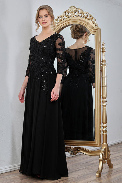 Adora Design 3247 Plus Size Long Formal A Line Applique Evening Dress