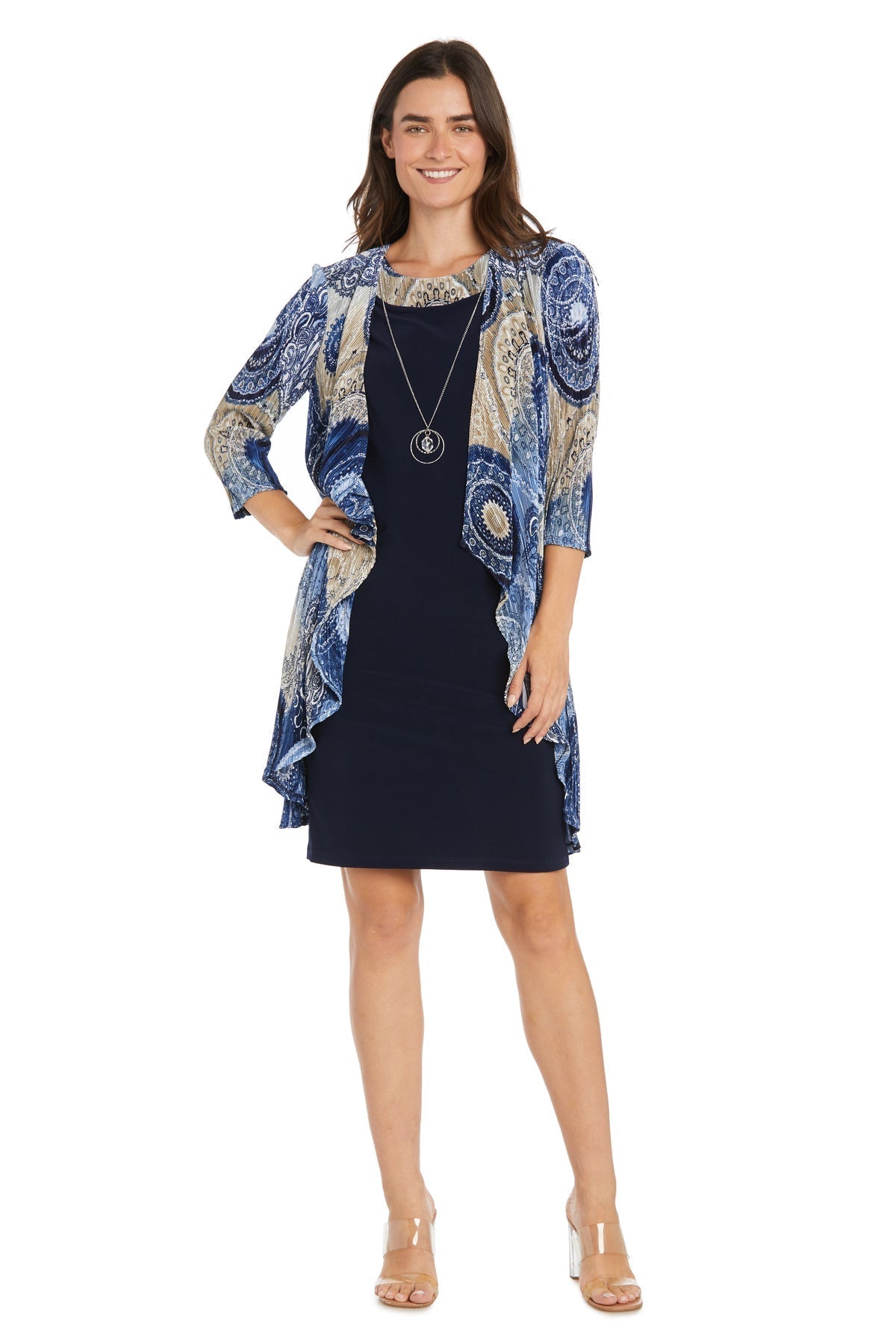 Short Printed Jacket Dress Petite Two Piece R&M Richards 3329P