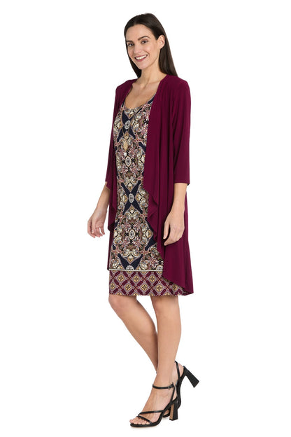 Two Piece Printed Short Dress Mother of the Bride Jacket R&M Richards 3337