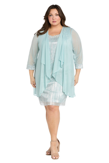 Short Cocktail Plus Size Dress Metallic Jacket R&M Richards 3377W