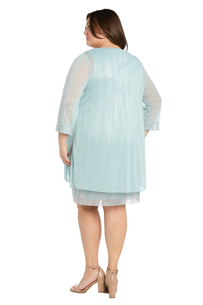 Short Cocktail Plus Size Dress Metallic Jacket R&M Richards 3377W