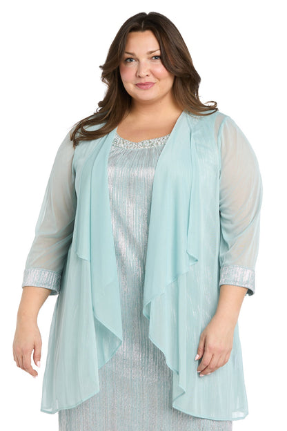Short Cocktail Plus Size Dress Metallic Jacket R&M Richards 3377W