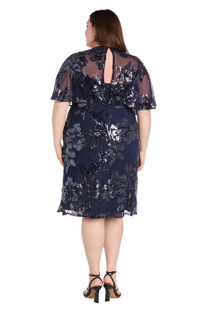 Plus Size Short Dress Sequin Floral Cocktail R&M Richards 3398W