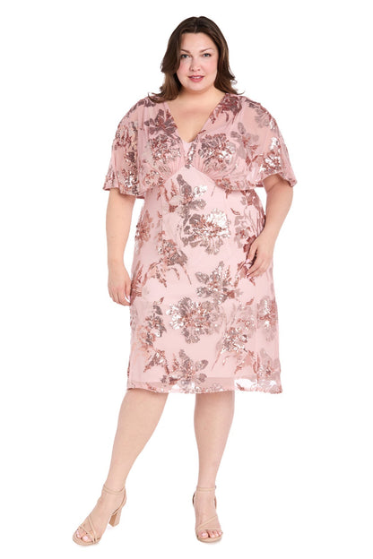 Plus Size Short Dress Sequin Floral Cocktail R&M Richards 3398W