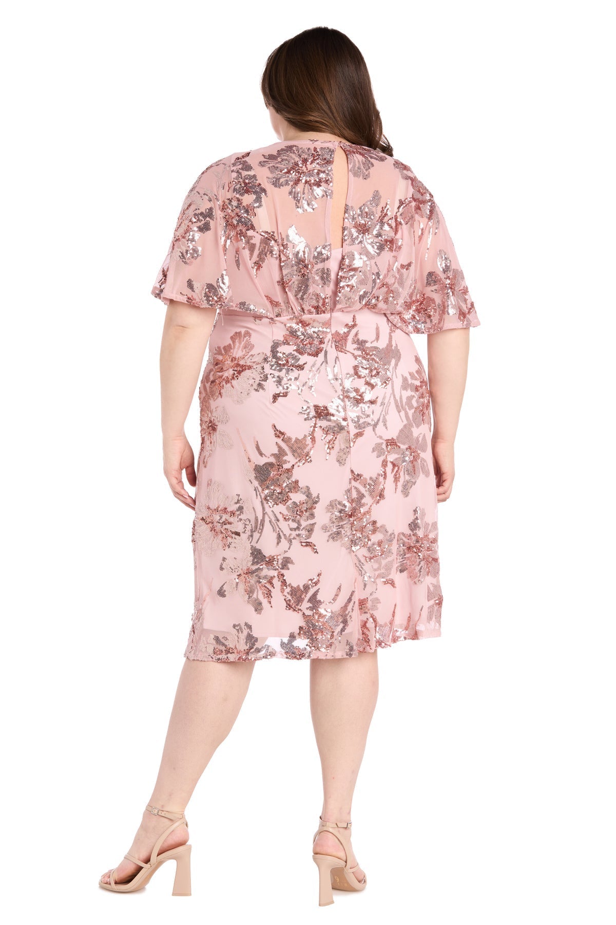 Plus Size Short Dress Sequin Floral Cocktail R&M Richards 3398W