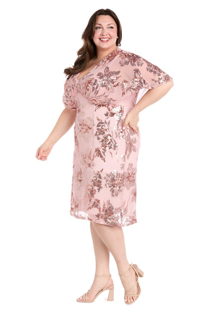 Plus Size Short Dress Sequin Floral Cocktail R&M Richards 3398W
