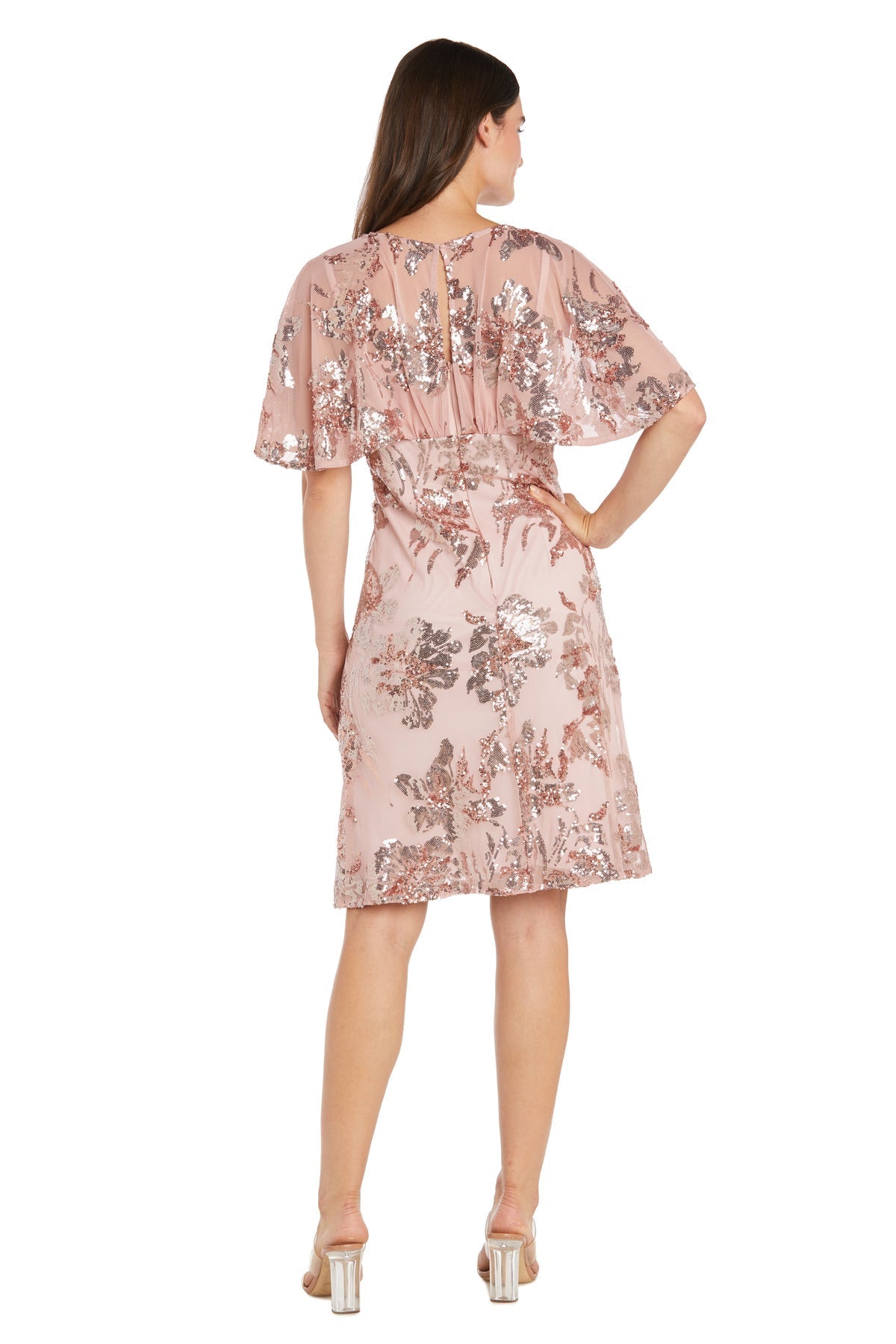 Sequin Floral Dress Short Petite Cocktail R&M Richards 3398P