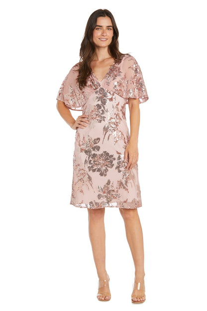 Sequin Floral Dress Short Petite Cocktail R&M Richards 3398P