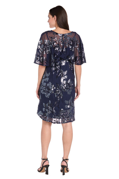 Sequin Floral Dress Short Petite Cocktail R&M Richards 3398P
