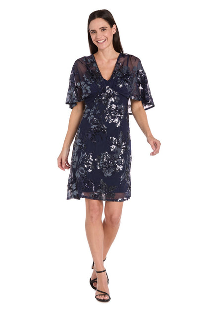 Sequin Floral Dress Short Cocktail R&M Richards 3398