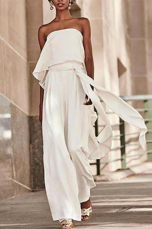 Tube Top Sleeveless Lace-up Jumpsuit