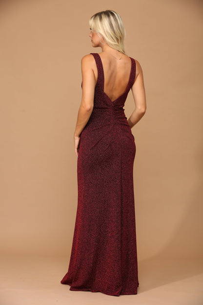 Long Sleeveless Metallic Mother of the Bride Dress