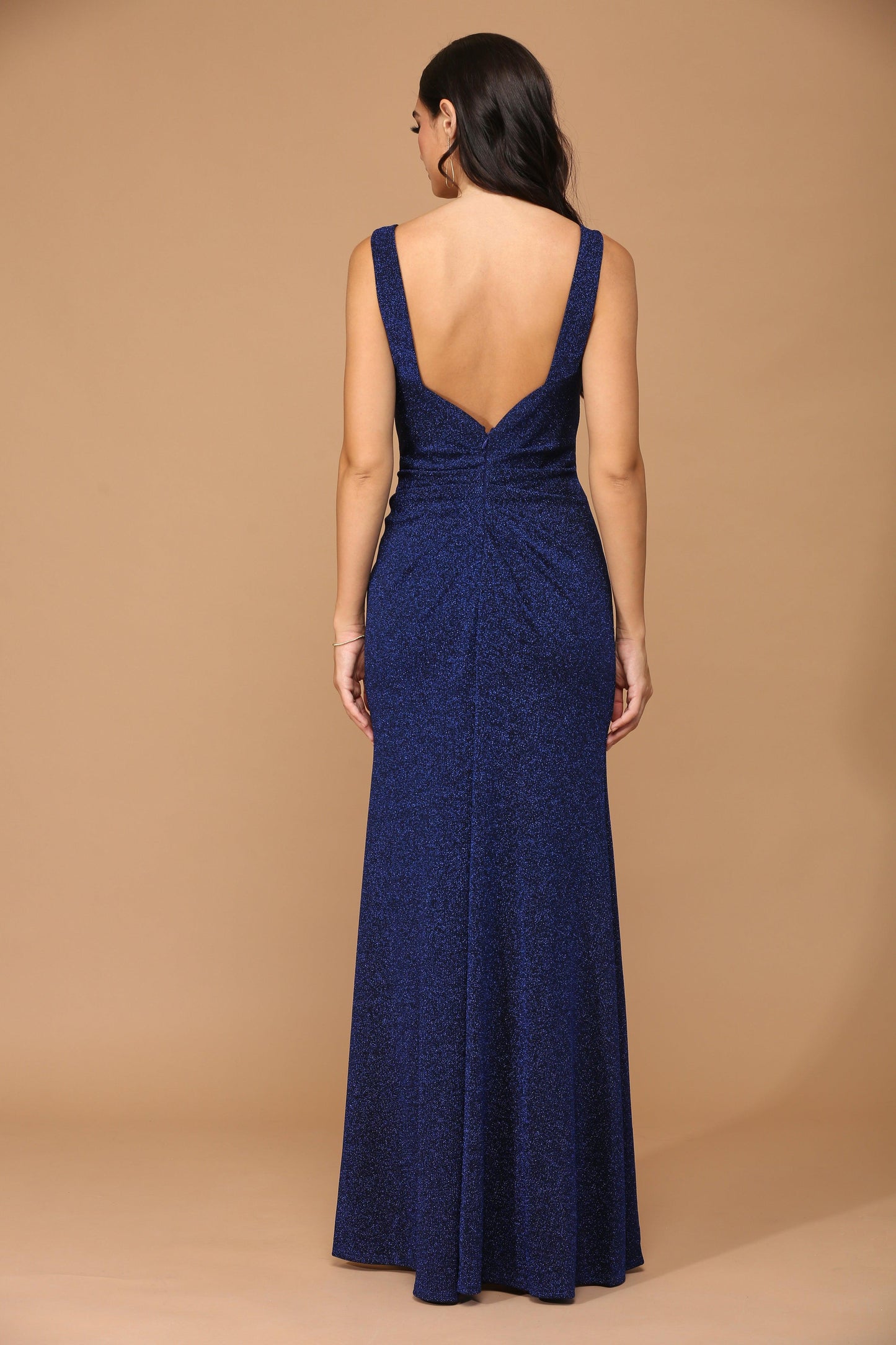 Long Sleeveless Metallic Mother of the Bride Dress