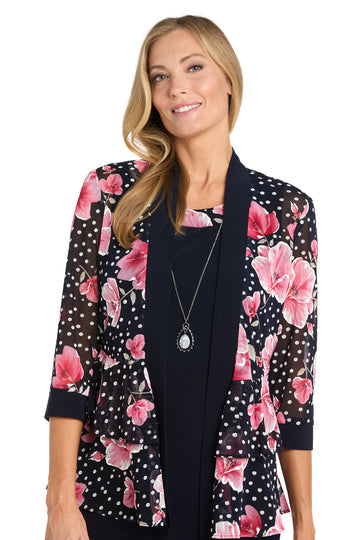 Short Petite Printed Dress Jacket R&M Richards 3438P