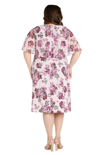 Plus Size Floral Print Dress Short Cocktail R&M Richards 3467W