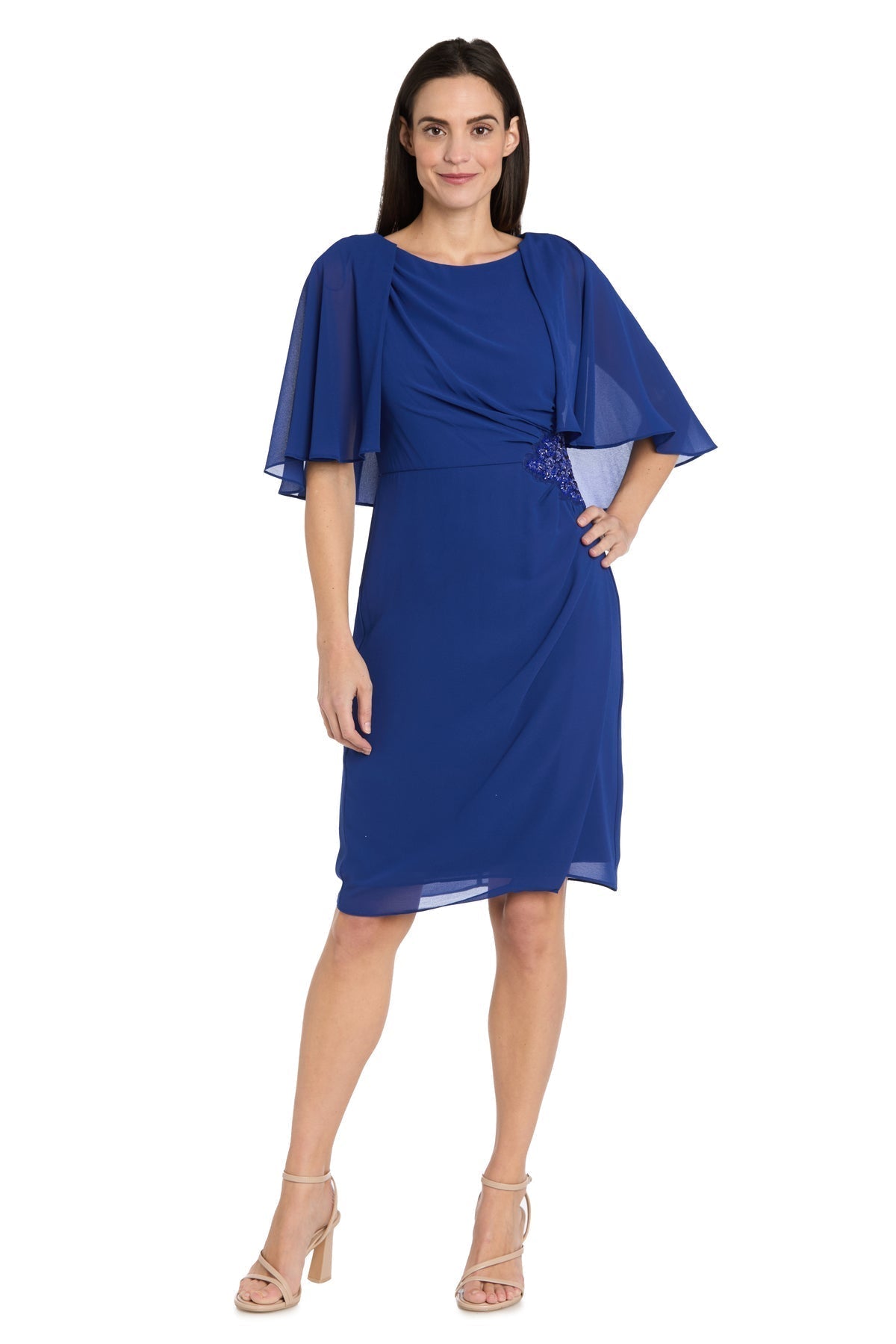 Short Beaded Cape Dress Cocktail R&M Richards 3474