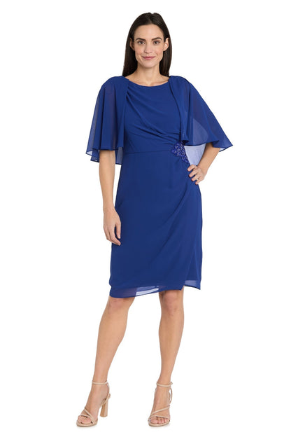 Short Beaded Cape Dress Cocktail R&M Richards 3474