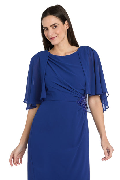 Short Beaded Cape Dress Cocktail R&M Richards 3474
